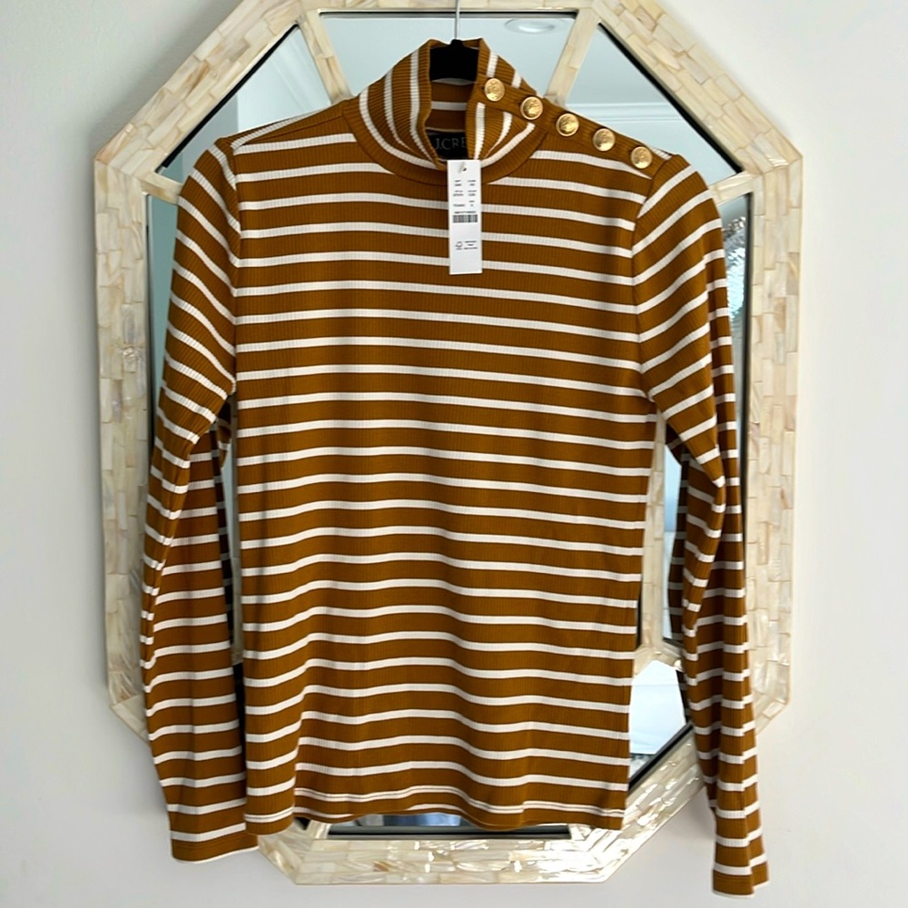 J.Crew NWT cotton mock neck striped top Size S